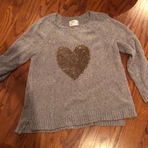 Grey sweater with flip sequin heart from Justice size 24